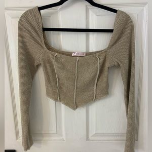Blue Blush tan cropped long-sleeve